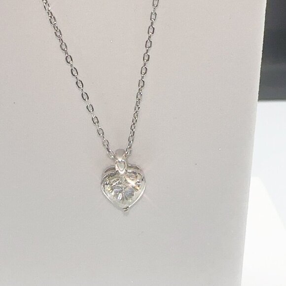 Sterling Silver Heart Moissanite Pendant Necklace - Picture 7 of 9